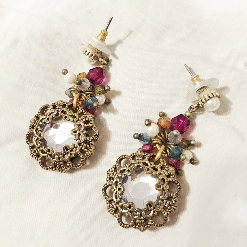 Must Go! 2/$10 Gold Pearl and Bead Dangle Earrings